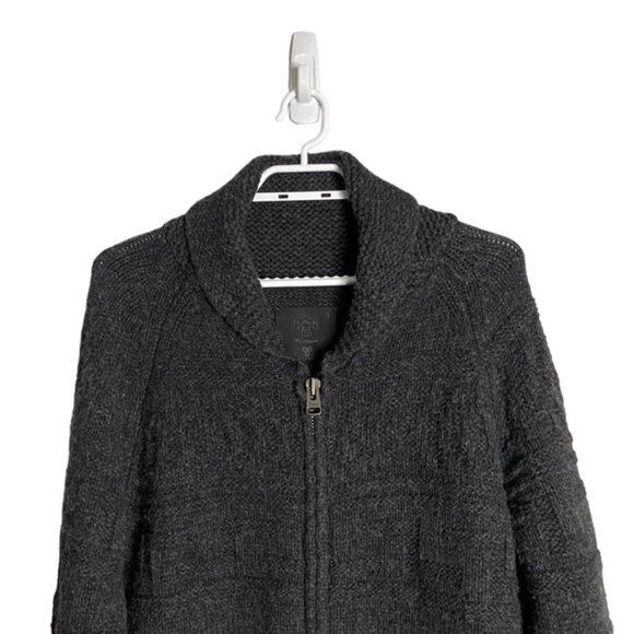 Aritzia x TNA Women's Charcoal Gray Torridon Full Zip Lambswool Knit Cardigan - Picture 2 of 8